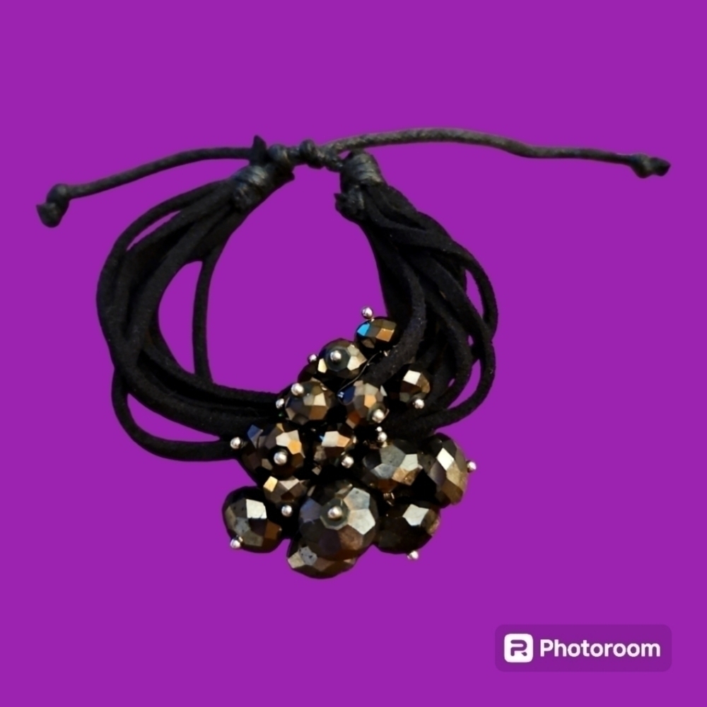 3/$30 Vintage Crystal Beaded Multi-strand Ponytail Holder